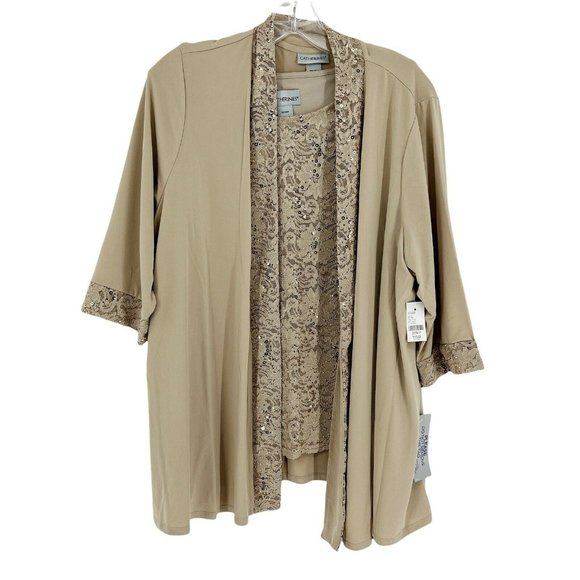 Catherines Tops - New Catherines 2 Piece Tank Blouse Cardigan Cover Up Women's Plus 20WP B…